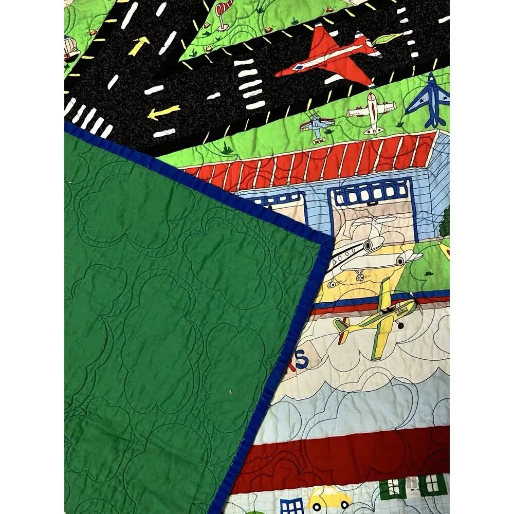 Handmade Quilt Child's Room Airport Planes Cars 48